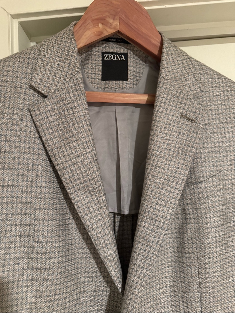 Zegna Men's Gray Check Wool Blazer